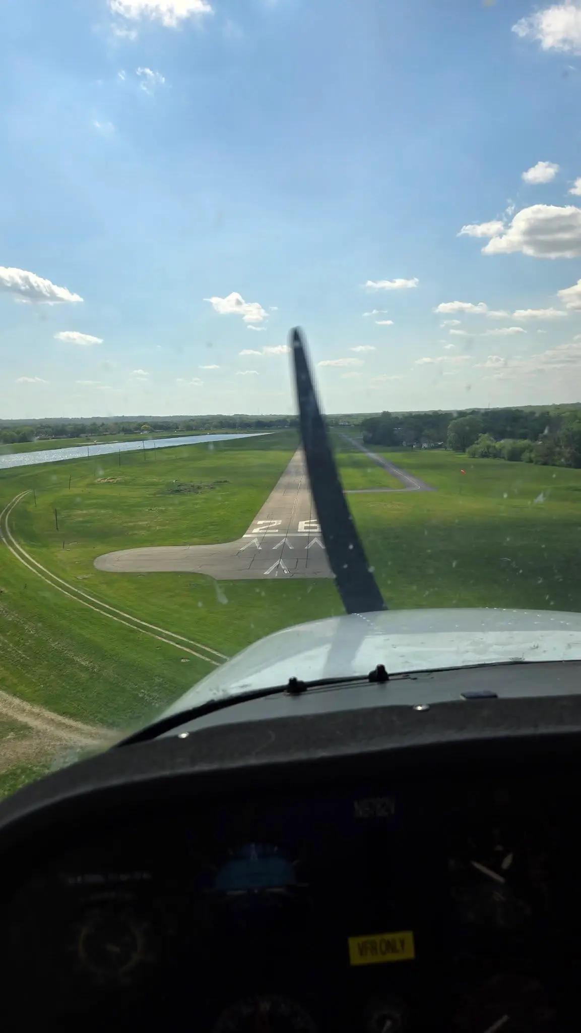 Airplane landing during professional pilot training