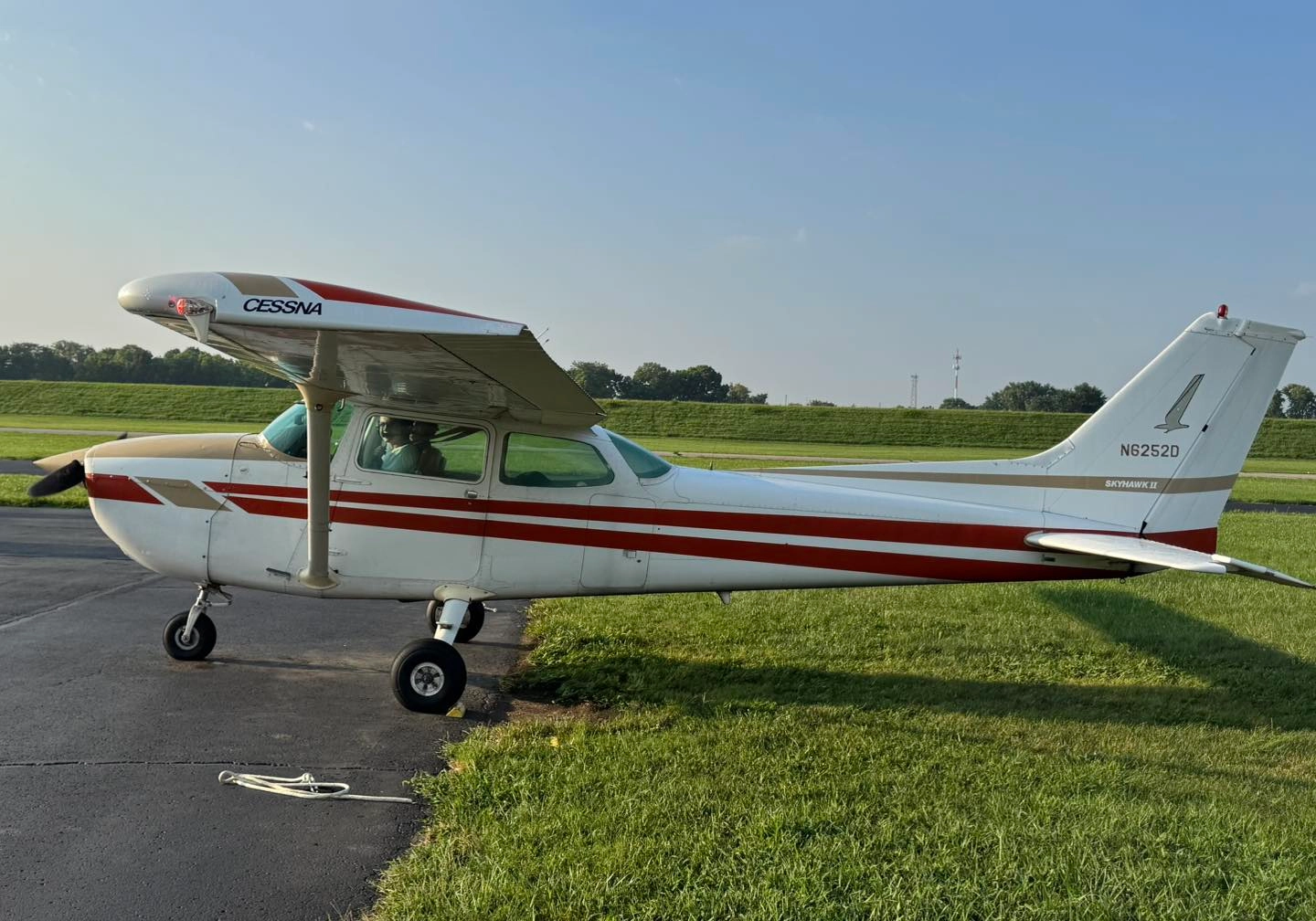 Cessna 172N training aircraft parked at Dayton Aviation Services