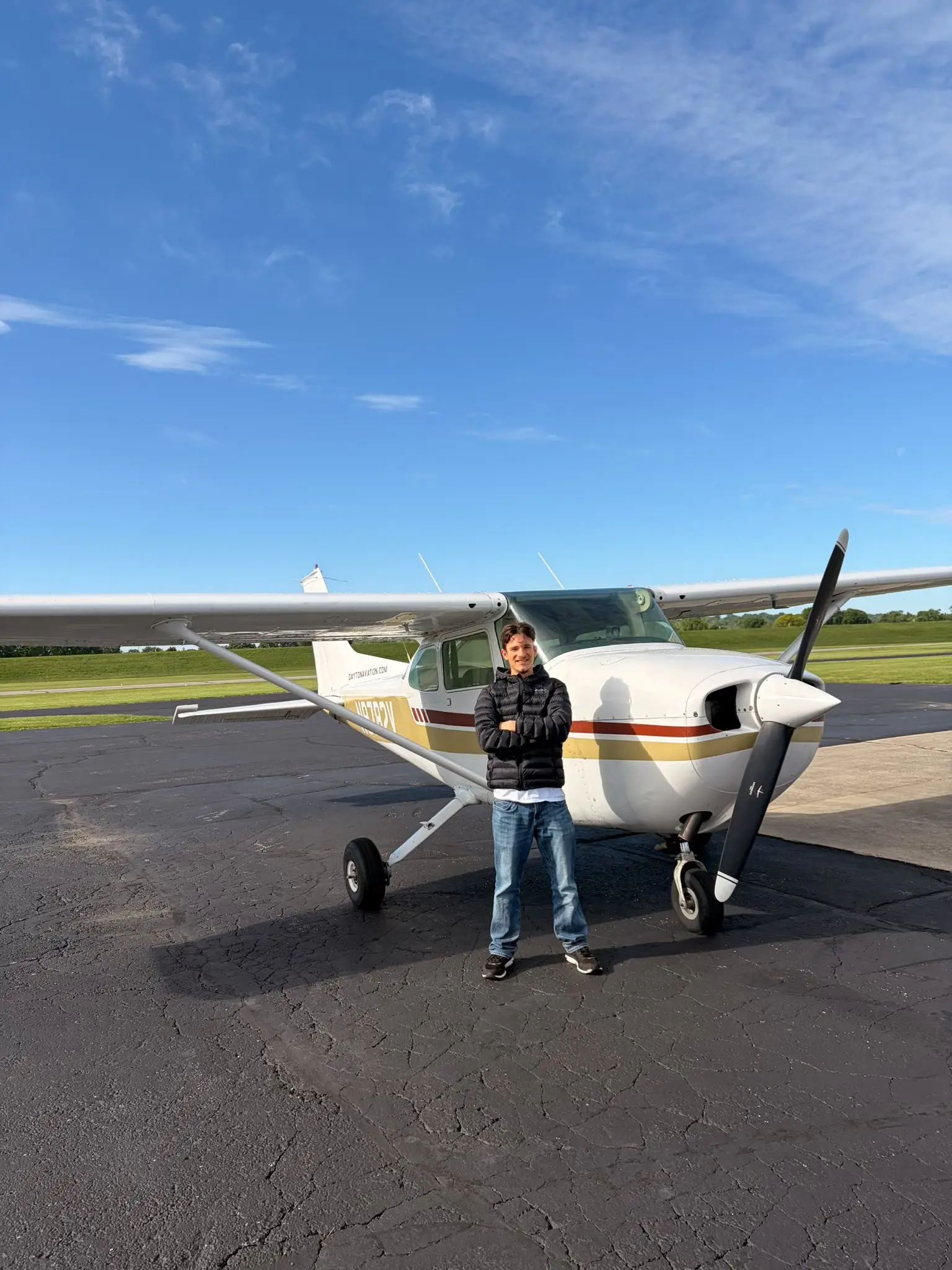 Student in front of a Cessna 172